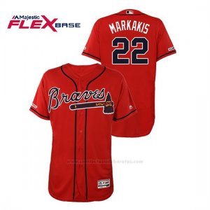 Camiseta Beisbol Hombre Atlanta Braves Nick Markakis 150th Aniversario Patch Autentico Flex Base Rojo