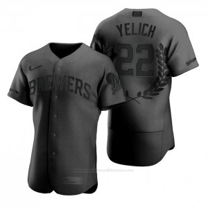 Camiseta Beisbol Hombre Milwaukee Brewers Christian Yelich Award Collection NL MVP Negro