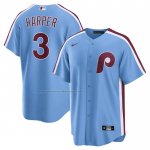 Camiseta Beisbol Hombre Philadelphia Phillies Bryce Harper Alterno Replica Azul Claro