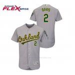 Camiseta Beisbol Hombre Oakland Athletics Khris Davis 150th Aniversario Patch Autentico Flex Base Gris