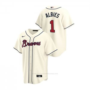 Camiseta Beisbol Hombre Atlanta Braves Ozzie Albies 2020 Replica Alterno Crema