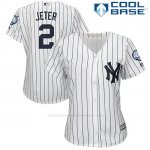 Camiseta Beisbol Mujer New York Yankees Derek Jeter Blanco Retirement 1ª Cool Base