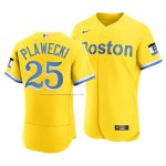 Camiseta Beisbol Hombre Boston Red Sox Kevin Plawecki 2021 City Connect Autentico Oro