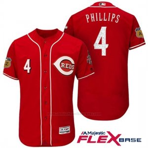 Camiseta Beisbol Hombre Cincinnati Reds 4 Brandon Phillips Scarlet 2017 Entrenamiento de Primavera Flex Base Jugador