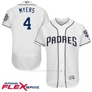 Camiseta Beisbol Hombre San Diego Padres 4 Wil Myers Blanco 2017 Flex Base