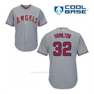 Camiseta Beisbol Hombre Los Angeles Angels Josh Hamilton 32 Gris Cool Base