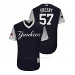 Camiseta Beisbol Hombre New York Yankees Chad Green 2018 Llws Players Weekend Greeny Azul