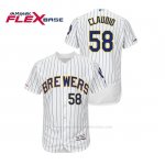 Camiseta Beisbol Hombre Milwaukee Brewers Alex Claudio 150th Aniversario Patch Autentico Flex Base Blanco Azul