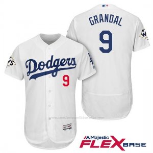Camiseta Beisbol Hombre Los Angeles Dodgers 2017 World Series Yasmani Grandal Blanco Flex Base