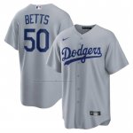Camiseta Beisbol Hombre Los Angeles Dodgers Mookie Betts Segunda Replica Gris Camiseta Beisbol Hombre Los Angeles Dodgers Mookie Betts Segunda Replica Gris