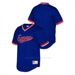 Camiseta Beisbol Hombre Montreal Expos Cooperstown Collection Mesh Wordmark V-Neck Azul