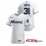 Camiseta Beisbol Hombre Miami Marlins Caleb Smith Autentico Nike Blanco