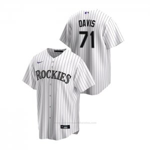 Camiseta Beisbol Hombre Colorado Rockies Wade Davis Replica Primera Blanco