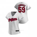 Camiseta Beisbol Mujer Cleveland Indians Carlos Carrasco 2020 Replica Primera Blanco