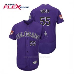 Camiseta Beisbol Hombre Colorado Rockies Jon Gris Flex Base Entrenamiento de Primavera 2019 Violeta