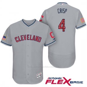 Camiseta Beisbol Hombre Cleveland Indians 2017 Estrellas y Rayas Coco Crisp Gris Flex Base
