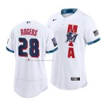 Camiseta Beisbol Hombre Miami Marlins Trevor Rogers 2021 All Star Autentico Blanco