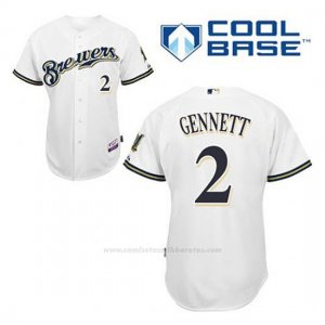 Camiseta Beisbol Hombre Milwaukee Brewers Scooter Gennett 2 Blanco 1ª Cool Base