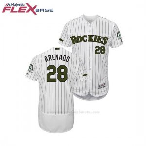 Camiseta Beisbol Hombre Rockies Nolan Arenado 2018 Dia de los Caidos Flex Base Blanco