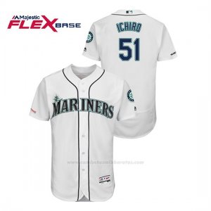 Camiseta Beisbol Hombre Seattle Mariners Ichiro Suzuki 150th Aniversario Patch Flex Base Blanco