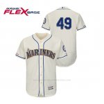 Camiseta Beisbol Hombre Seattle Mariners Wade Leblanc 150th Aniversario Patch Autentico Flex Base Crema