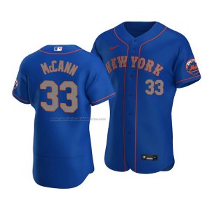Camiseta Beisbol Hombre New York Mets James Mccann Autentico Alterno Azul