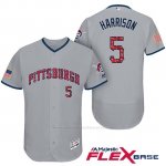 Camiseta Beisbol Hombre Pittsburgh Pirates 2017 Estrellas y Rayas Josh Harrison Gris Flex Base