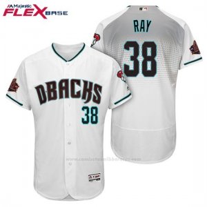 Camiseta Beisbol Hombre Arizona Diamondbacks 38 Robbie Ray Blanco Aqua 1ª 20 Aniversario Flex Base