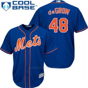 Camiseta Beisbol Hombre New York Mets Jacob Degrom 48 Azul Alterno 1ª Cool Base
