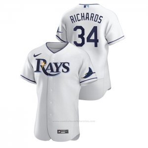 Camiseta Beisbol Hombre Tampa Bay Rays Trevor Richards Authentic Blanco