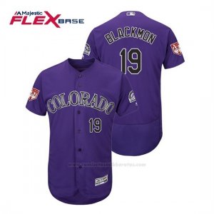 Camiseta Beisbol Hombre Colorado Rockies Charlie Negromon Flex Base Entrenamiento de Primavera 2019 Violeta