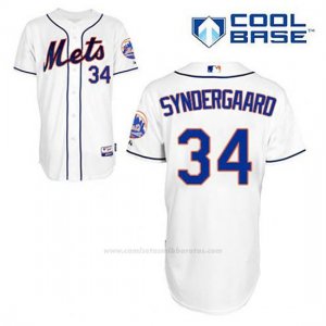 Camiseta Beisbol Hombre New York Mets Noah Syndergaard 34 Blanco Alterno Cool Base