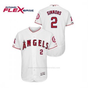 Camiseta Beisbol Hombre Los Angeles Angels Andrelton Simmons 150th Aniversario Patch Flex Base Blanco