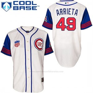 Camiseta Beisbol Hombre Chicago Cubs 49 Jake Arrieta Blanco Cool Base