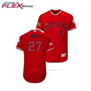 Camiseta Beisbol Hombre Los Angeles Angels Mike Trout 2018 Stars & Stripes Flex Base Scarlet