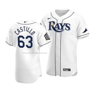 Camiseta Beisbol Hombre Tampa Bay Rays Diego Castillo Autentico Primera 2020 Blanco