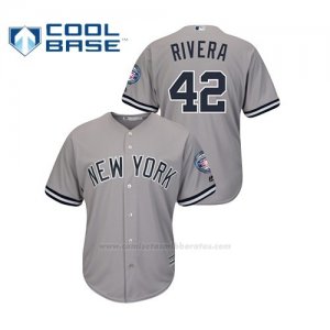 Camiseta Beisbol Hombre New York Yankees Mariano Rivera 2019 Hall Of Fame Induction Road Cool Base Gris