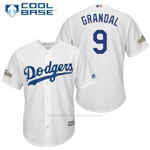 Camiseta Beisbol Hombre Los Angeles Dodgers 2017 Postemporada Yasmani Grandal Blanco Cool Base