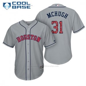 Camiseta Beisbol Hombre Houston Astros 2017 Estrellas y Rayas Collin Mchugh Gris Cool Base