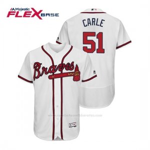 Camiseta Beisbol Hombre Atlanta Braves Shane Carle Flex Base Autentico Collezione Home 2019 Blanco