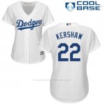 Camiseta Beisbol Mujer Los Angeles Dodgers Clayton Kershaw Cool Base Blanco