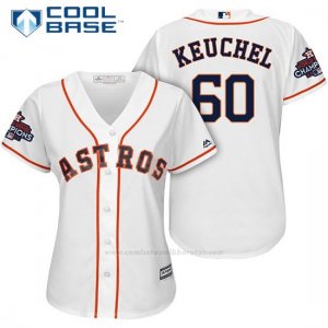 Camiseta Beisbol Mujer Houston Astros 2017 World Series Campeones Dallas Keuchel Blanco Cool Base