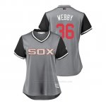 Camiseta Beisbol Mujer Chicago White Sox Kevan Smith 2018 Llws Players Weekend Webby Gris