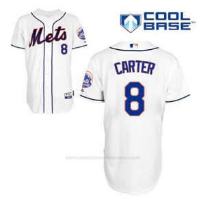 Camiseta Beisbol Hombre New York Mets Gary Carter 8 Blanco Alterno Cool Base