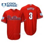 Camiseta Beisbol Hombre Philadelphia Phillies Bryce Harper Cool Base Entrenamiento de Primavera 2019 Rojo