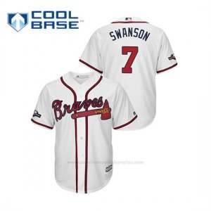 Camiseta Beisbol Hombre Atlanta Braves Dansby Swanson 2019 Postseason Cool Base Blanco