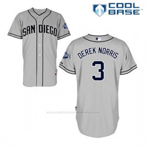 Camiseta Beisbol Hombre San Diego Padres Derek Norris 3 Gris Cool Base