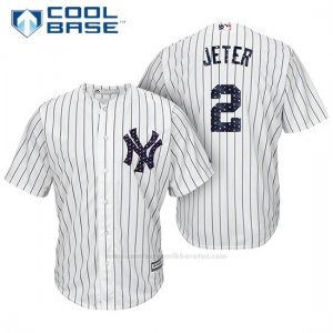 Camiseta Beisbol Hombre New York Yankees 2017 Estrellas y Rayas Derek Jeter Blanco Cool Base