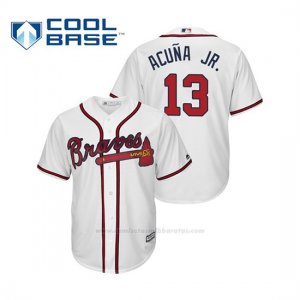 Camiseta Beisbol Hombre Atlanta Braves Ronald Acuna Jr. Cool Base Majestic Home 2019 Blanco