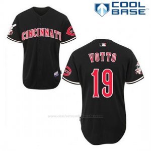 Camiseta Beisbol Hombre Cincinnati Reds Joey Votto 19 Negro Cool Base